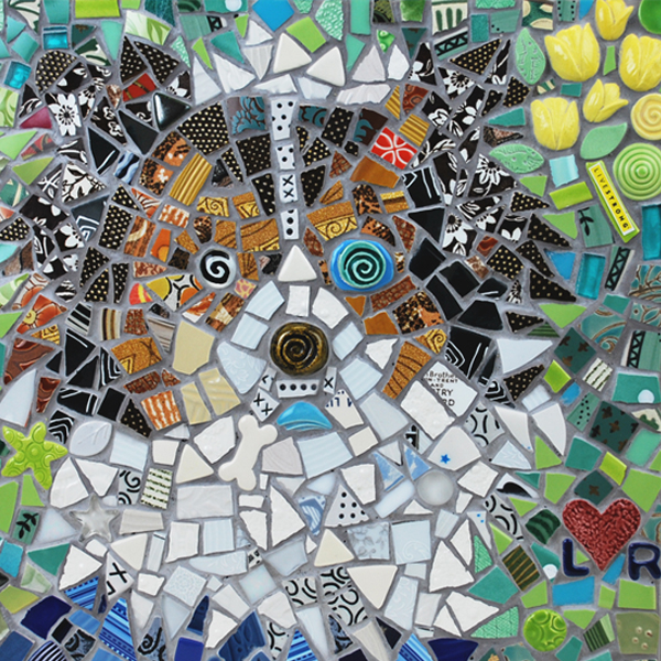 mosaic of Reggie, a dog