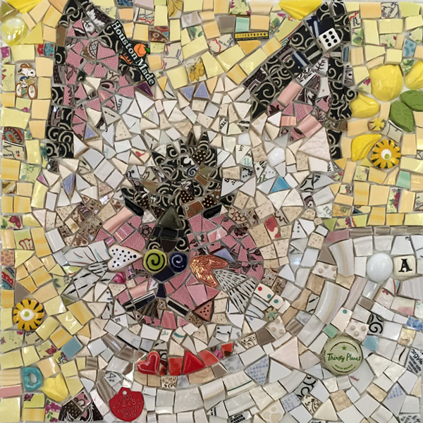 mosaic portrait of Iris, a cat