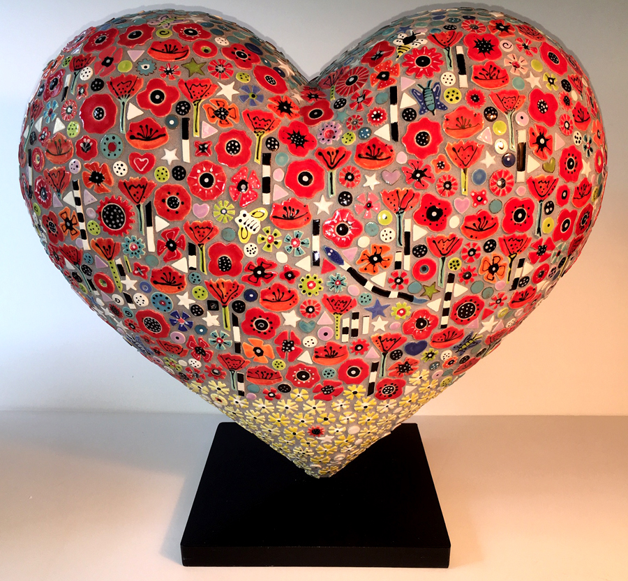 mosaic heart sculpture