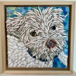 8”x8” Mosaic of Roko. Glass, shells, beads, and handmade ceramic tiles